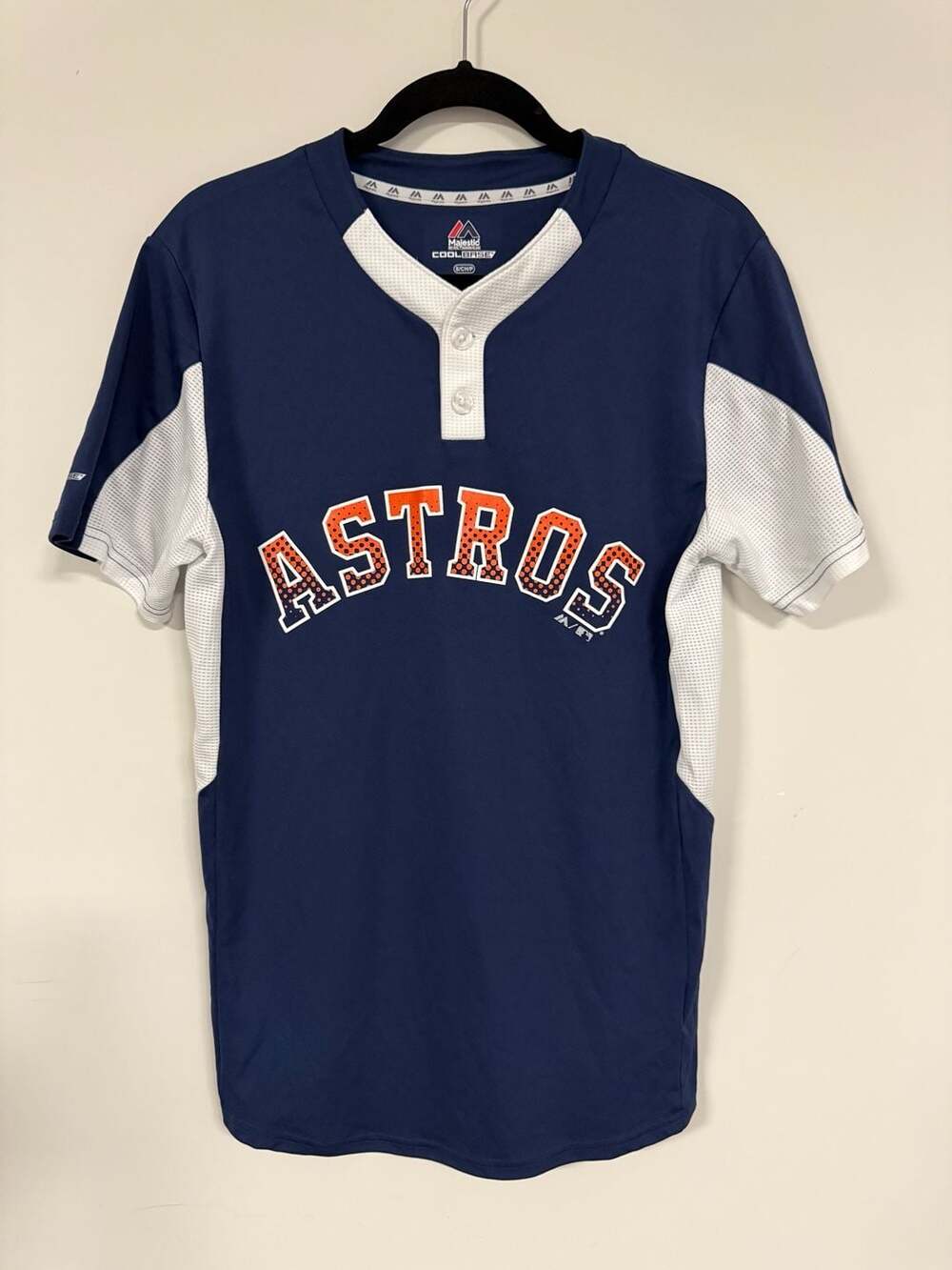 Majestic Houston Astros Cool Base 2-Button Mesh Henley Jersey #15